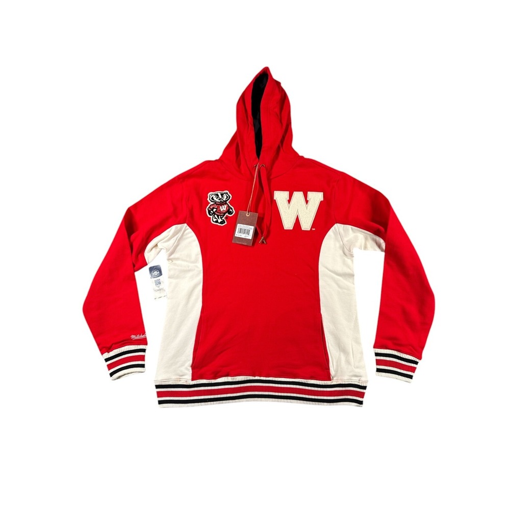 Mitchell & Ness Wisconsin Badgers Hoodie Mens Medium French Terry Legacy Logo‎